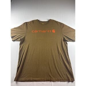 Carhartt Logo T Shirt Mens XL Brown Orange Graphic Workwear Streetwear Tee